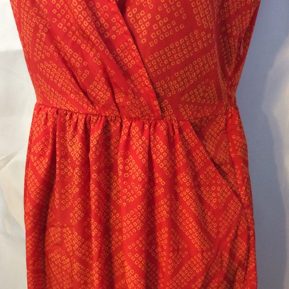 Gap Dress 6 Orange Surplice Wrap Neck Pockets Thin - Picture 6 of 8